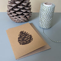Pine cone hand printed card