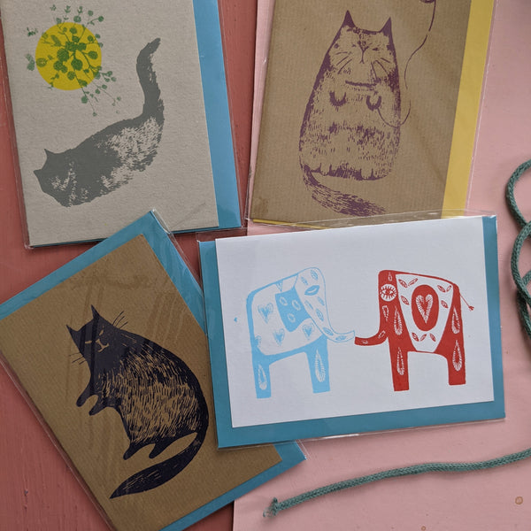 Card Pack- cats and elephants