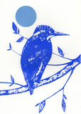 Kingfisher, Branch and Moon Screenprint